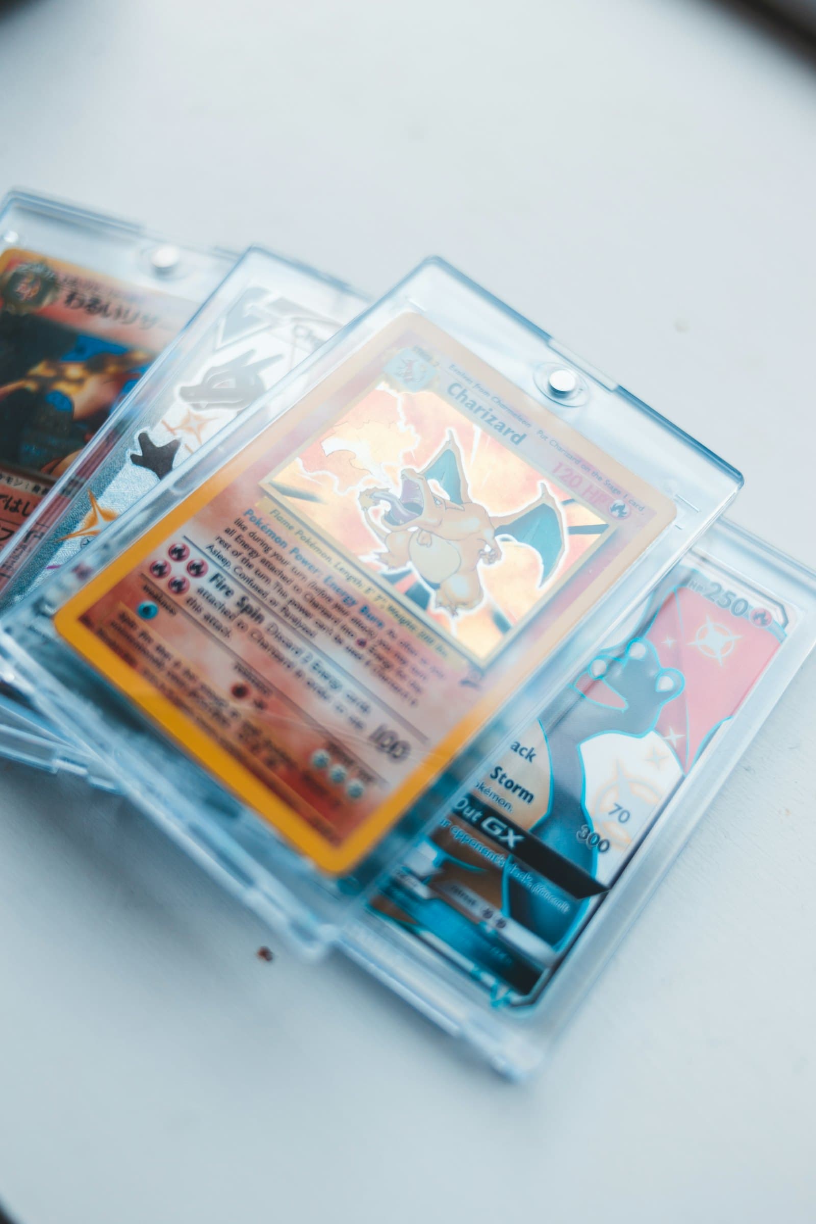 Graded trading cards in rigid protective slabs